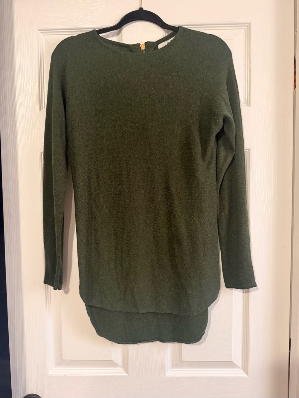Magaschoni Olive Green Crewneck Sweater with Back Zip
